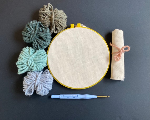 PUNCH NEEDLE KIT for Beginners | Everything You Need to Learn How to Punch Needle | Full instruction photos included | Yarn, Hoop Monks