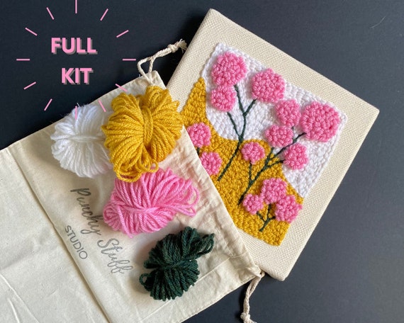 Full Punch Needle Kit Spring Floral Pattern