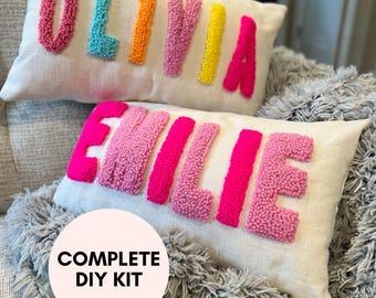 Personalized DIY Name Punch Needle Pillow Kit - Make Your Own Custom Name Pillow