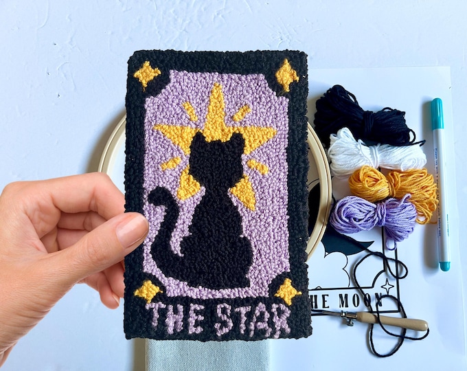 Featured listing image: Halloween Mug Rug Punch needle kit easy for beginners