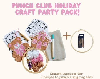 Christmas Mug Rug Punch Needle Coaster Kit, Handmade Christmas Holiday Craft Kit Set for Groups