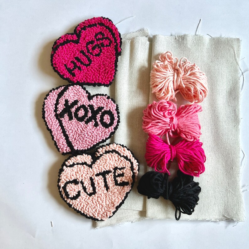 Valentine Heart Punch Needle Coaster Kit | Beginner DIY Craft Gift Set ...