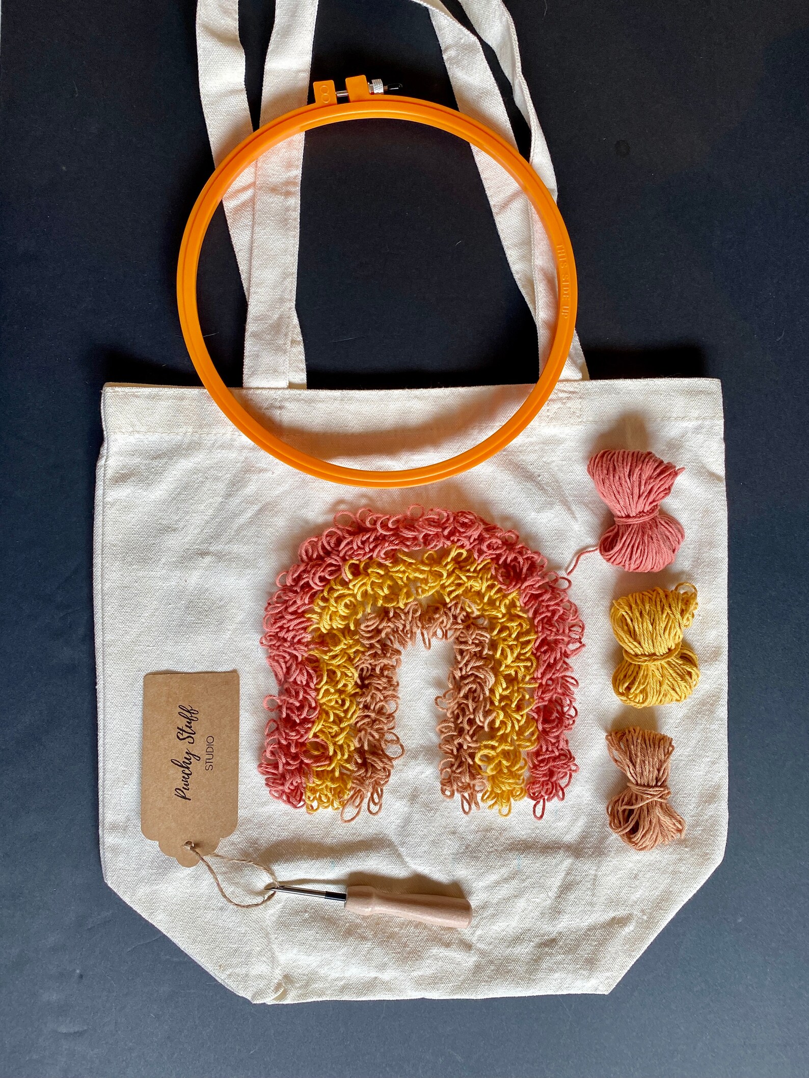 Punch Needle Tote Bag Kit DIY Make a Reusable Grocery Etsy