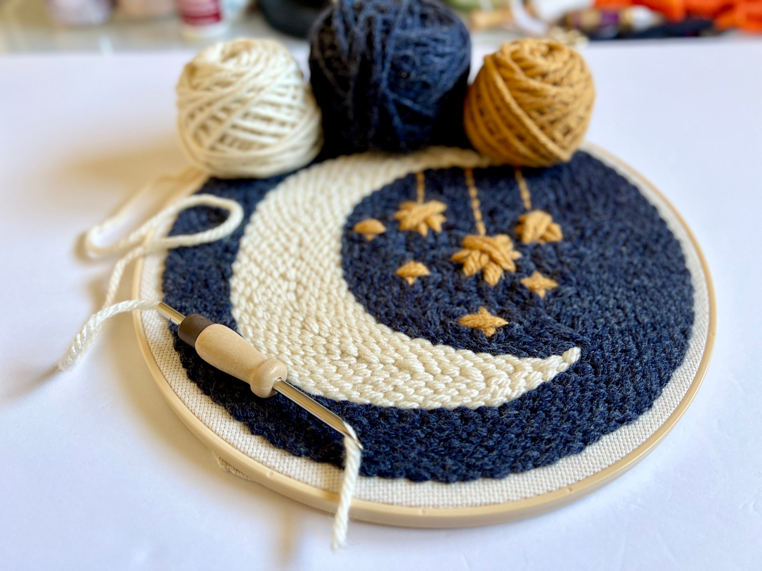 Blue Sky Starry Night Punch Needle Starter Kits For Beginner - Temu