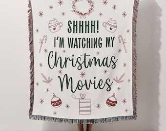 Christmas Movie Watching Throw Blanket - Woven