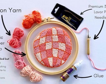 Disco Ball Punch Needle Coaster Kit – DIY Mug Rug Craft Set | Retro 70s Beginner Yarn Embroidery Kit, Fun Gift for Friends Under 40 dollars