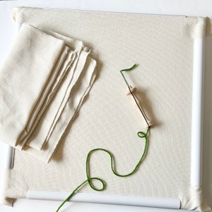Monks Cloth Fabric for Punch Needle Tufting | Cotton No-Fray Serged Edges | Needle Punching Embroidery Supplies | 2 PIECES Various Sizes