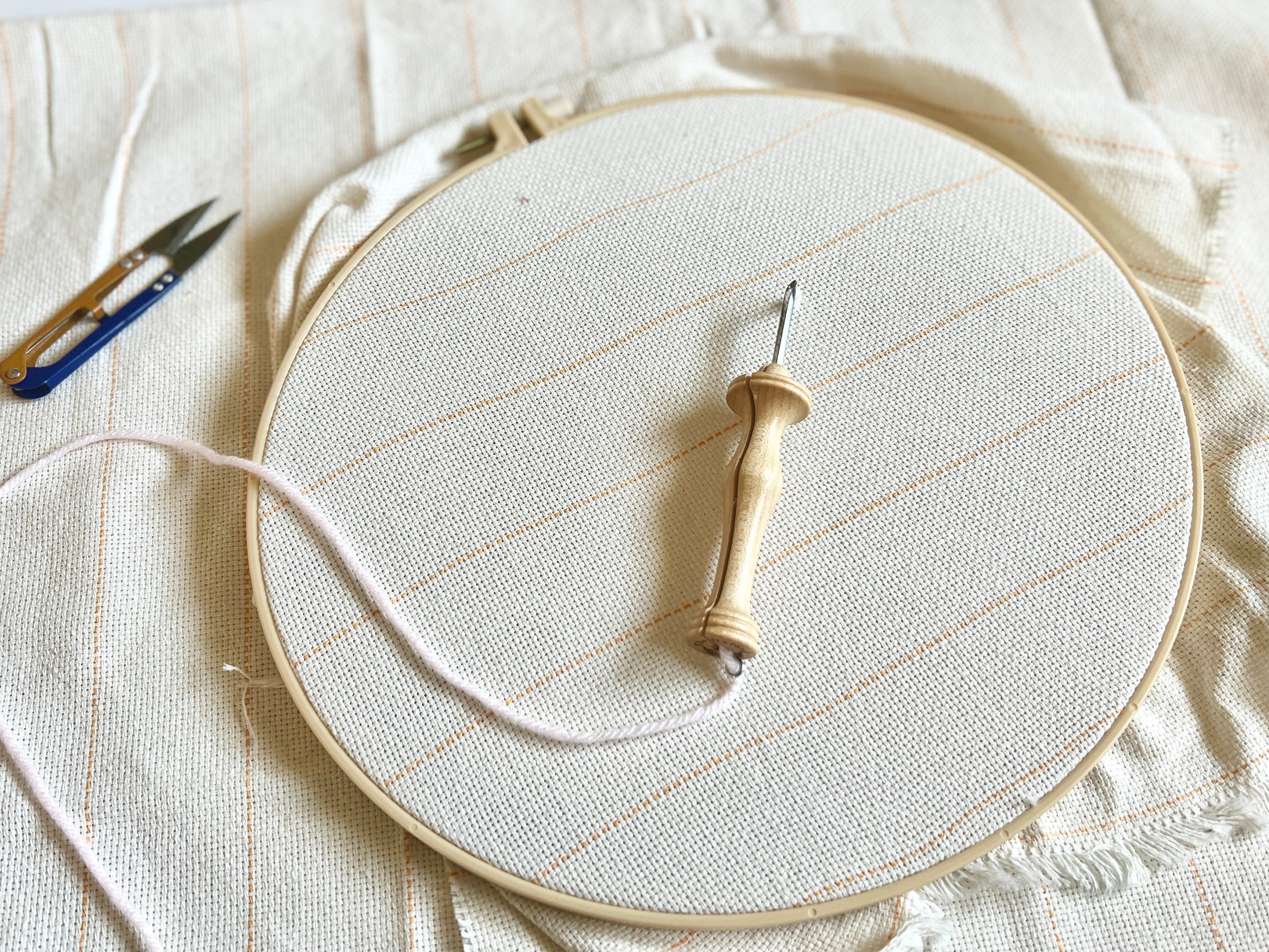 Handmade Cotton Yarn Monks Cloth Punch Needle DIY Embroidery Needlework  Fabric 67X50cm 