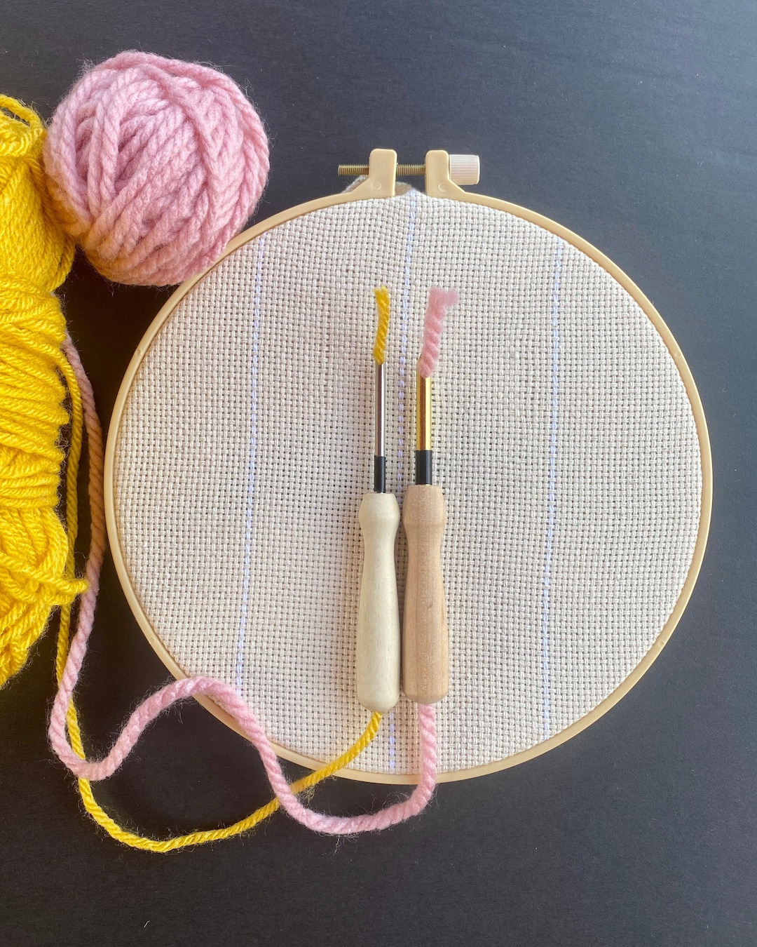 Littleduckling DIY Punch Needle Embroidery Kit Adjustable Rug Yarn Punch  Needle Wooden Handle Embroidery Pen Embroidery Hoops Threaders Punch Needle