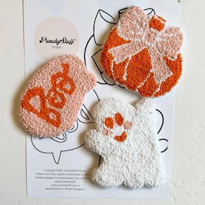 Halloween Mug Rug Punch Needle Kit, BEGINNER DIY Coaster Craft Gift Set ...