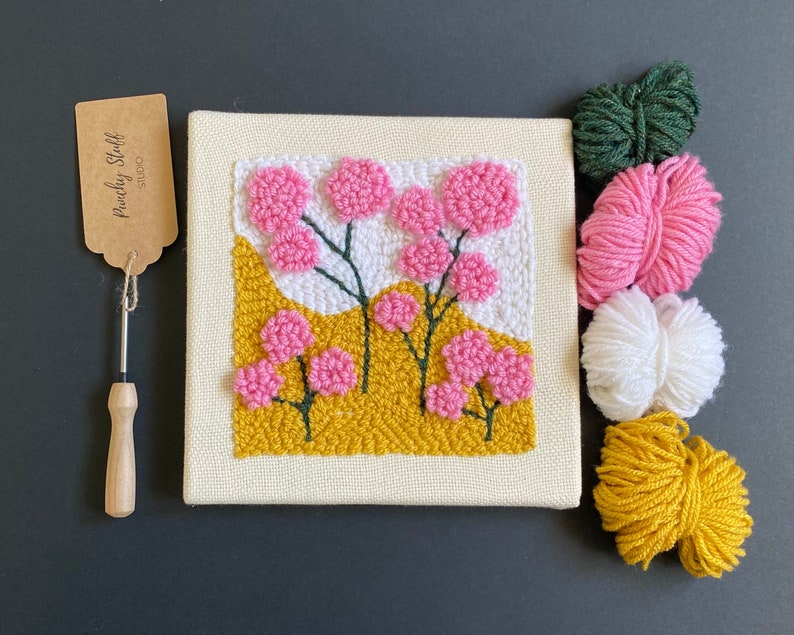 FLORAL PUNCH NEEDLE Kit | Diy Embroidery Supplies for Summer Fiber Wall ...
