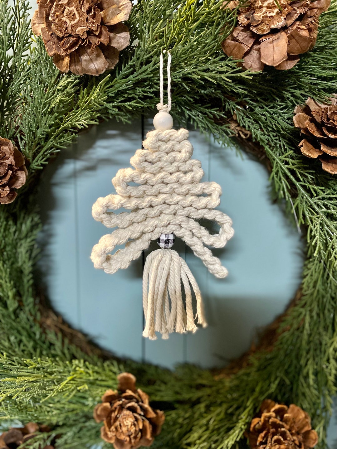 Macrame Christmas Tree Ornament Set Etsy