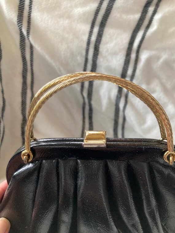 Small black leather Garry patent leather purse