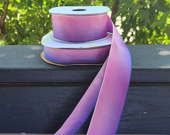 1.5 inch Dark Rose to white French ombre wired ribbon 3008