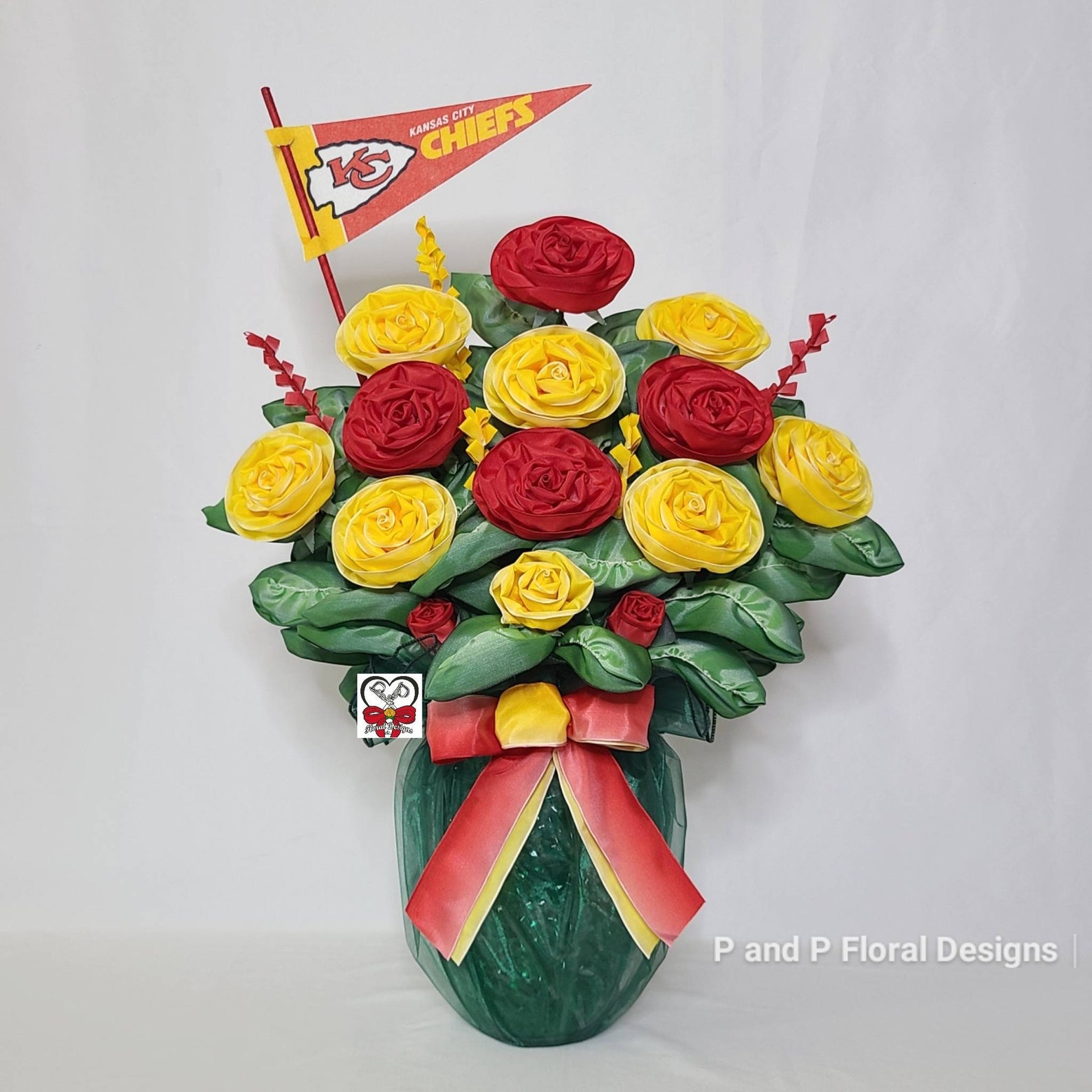 Kansas City Chiefs Rose Bouquet Handmade Artificial Ribbon Etsy