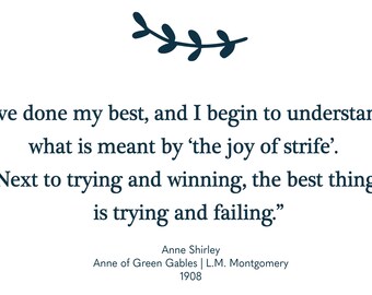 Anne of Green Gables | Literary Greeting Card | A7 | Trying and Failing | Good Luck, Friendship, Graduation, Commiserations.