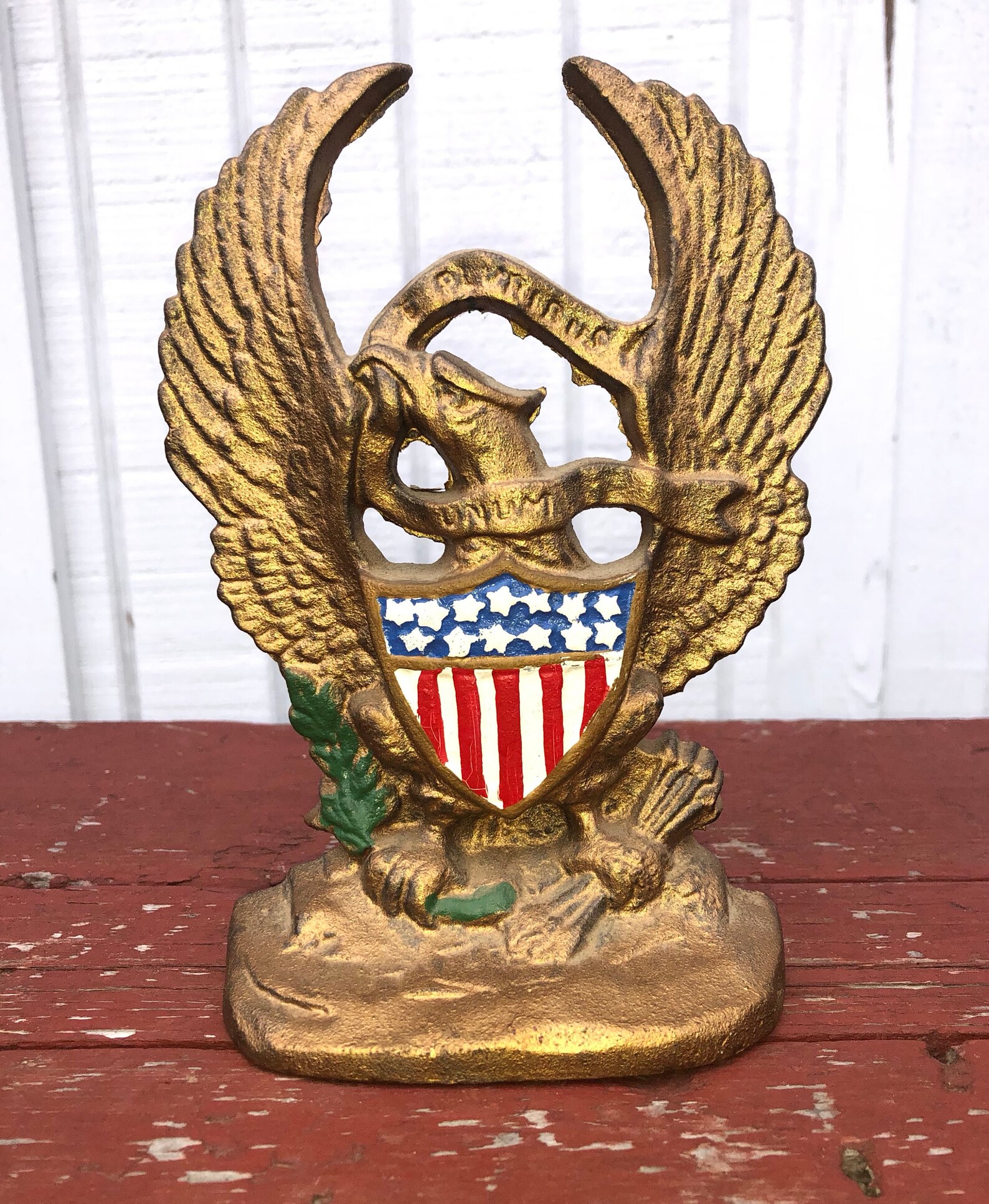 E Pluribus Unum Cast Iron Eagle Bookend or Doorstop restored Etsy