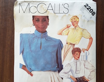 Vtg 80s Blouse Top Long Sleeve Decorative Front Closure