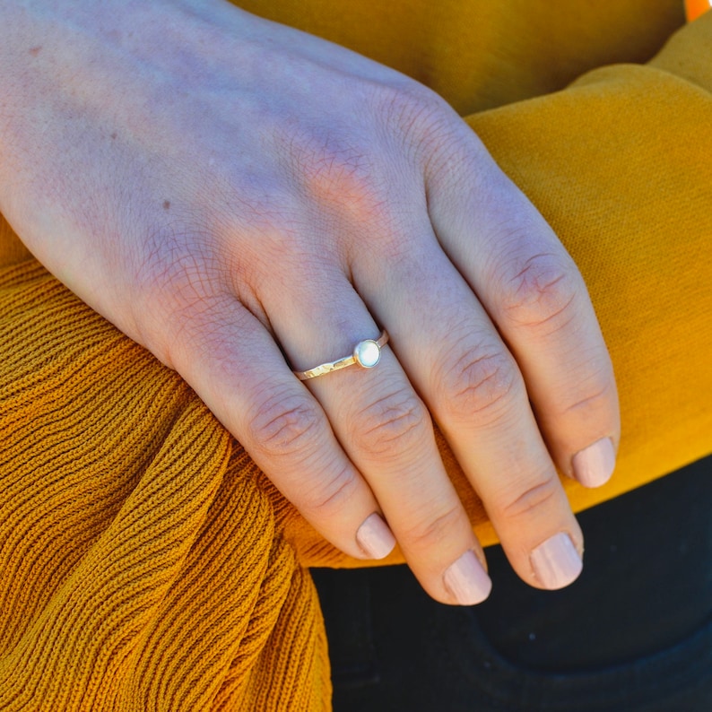 Mother Of Pearl Hammered Ring