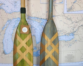 Hand-Painted Canoe Paddle Wall Art – Rustic CrissCross Lake Decor