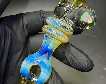 Pipa de humo plateada con forma de donut y ópalo: regalo hippie, regalo de Deadhead, regalo de Phish, pipa, regalo de vacaciones 2024, cristalería de vino, regalo de boda