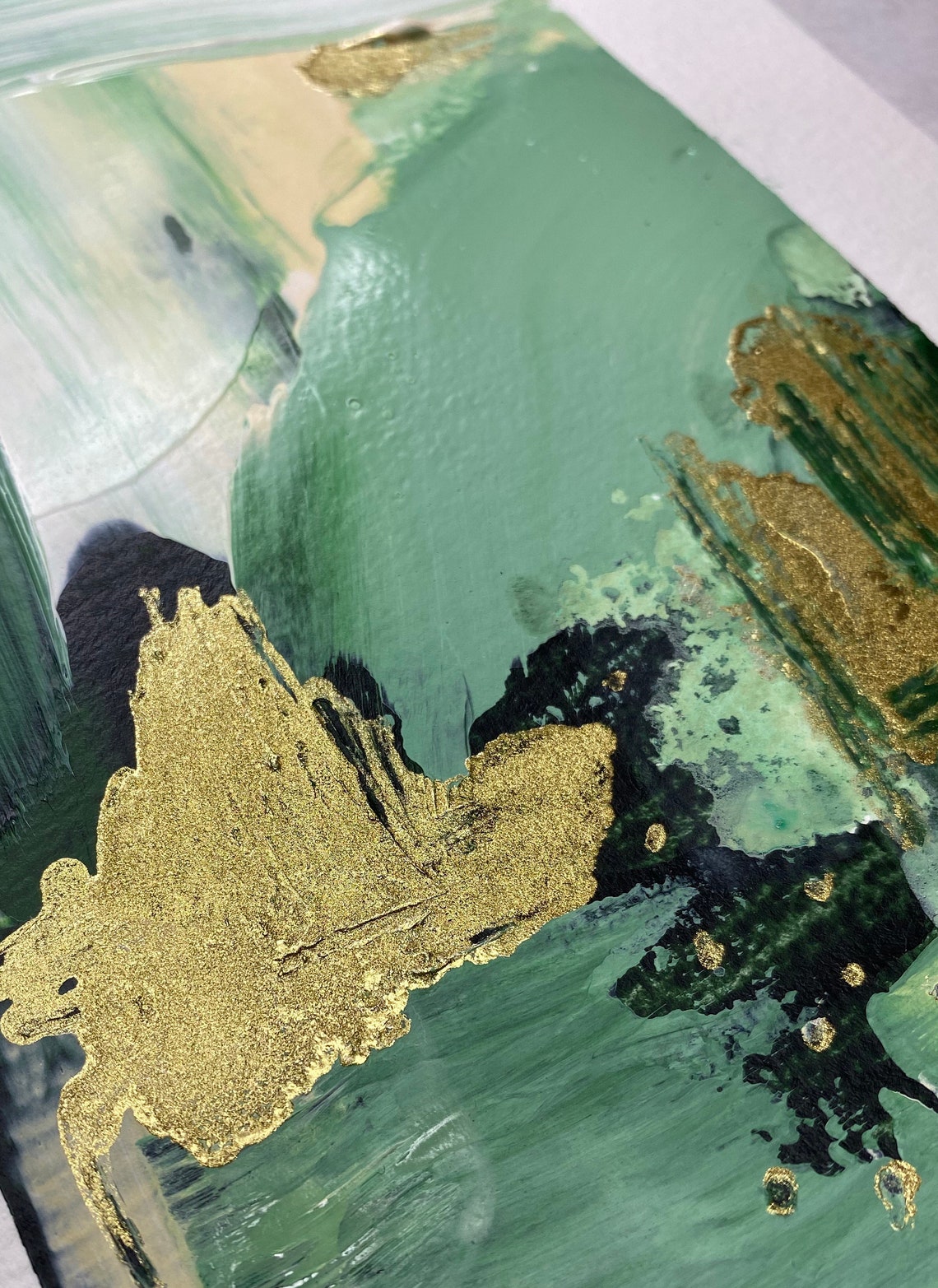 A3 Giclee Print Sage Green and Gold Abstract Wall Art Etsy