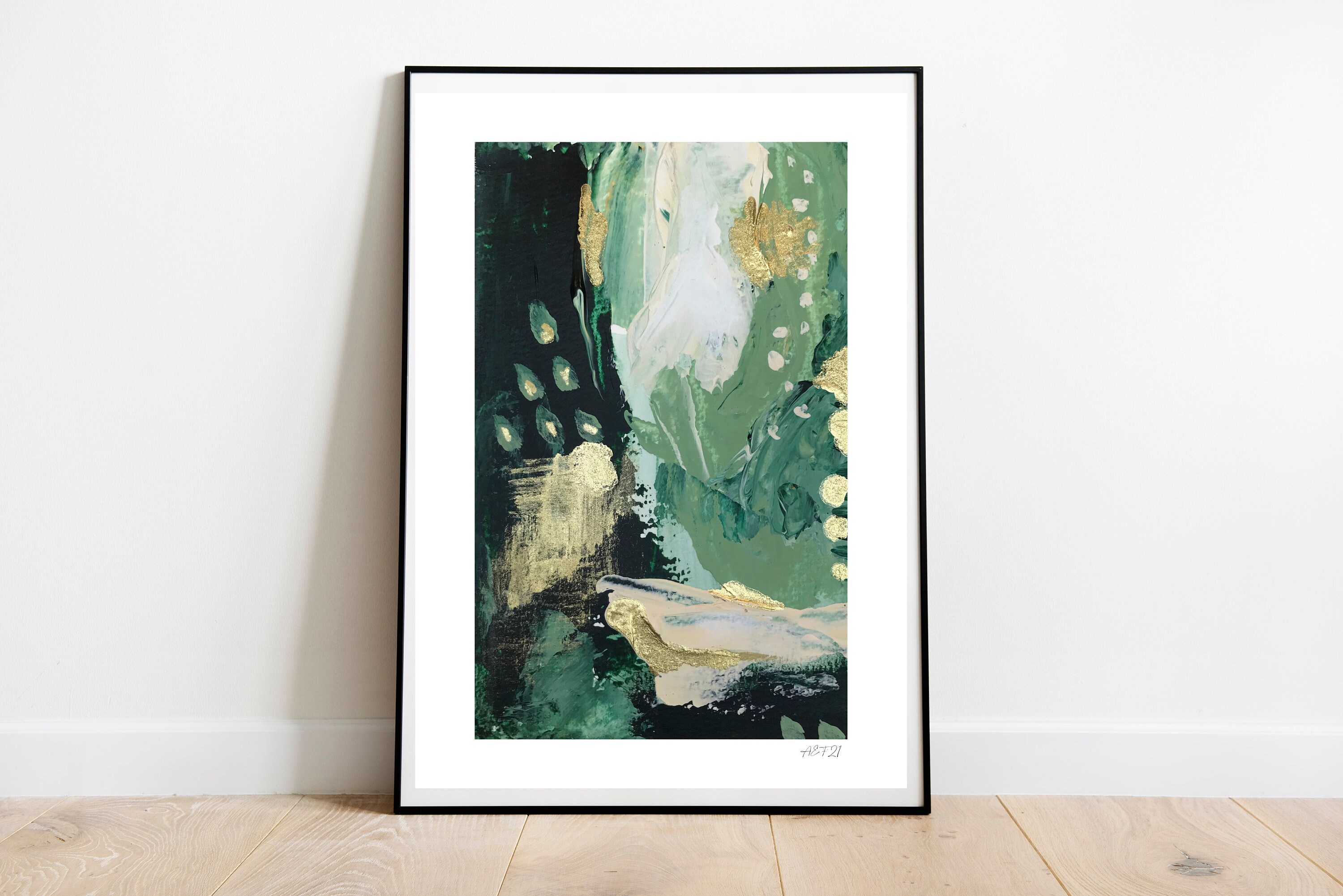 A3 Giclee Print Olive Green and Gold Abstract Wall Art Etsy
