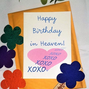 Cemetery Decorations, Memorial, Garden Decorations,  Birthday in Heaven, Heavenly Birthday, Biodegradable Greeting Card for Headstone