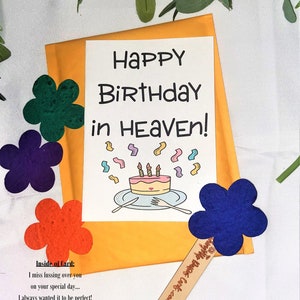 Birthday in Heaven, Cemetery Decorations, Grave Decorations, Grave Marker,  Greeting Card for Cemetery, Headstone, Memorial,Sympathy Card