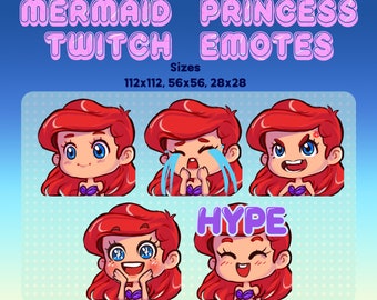 Mermaid Princess - Twitch Emotes - DIGITAL DOWNLOAD