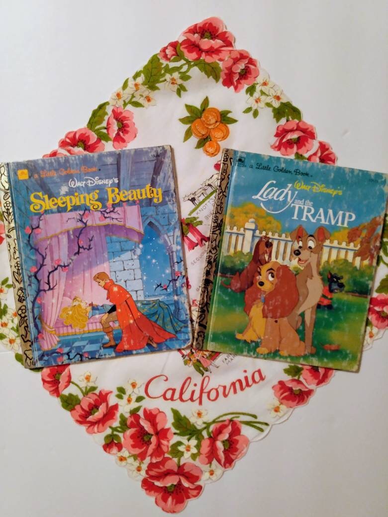 Walt Disney  Little Golden  Book Sleeping Beauty Lady and the Tramp Vintage Children's book Lot
