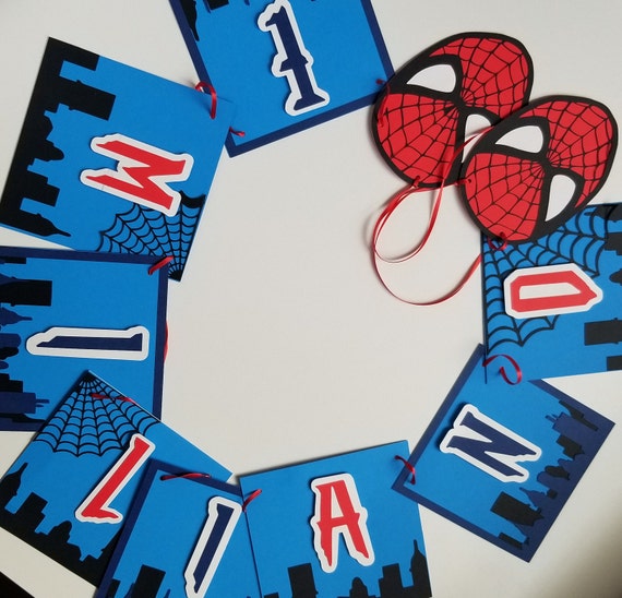 Bandera de cumpleaños del hombre araña estandarte del nombre del hombre araña Bandera de cumpleaños del hombre araña estandarte del nombre
