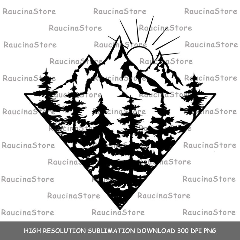Mountains sublimation, sublimation graphics, mountains png image 1