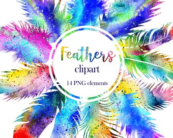 Feathers clipar, digital feathers, feather clip art, boho feathers, feather silhouette files, instant download, feather sublimation