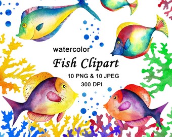 Fisch Clipart, Fisch ClipArt, tropischen Fisch Clipart, Aquarell Fisch, Fisch Silhouette, Fisch Png
