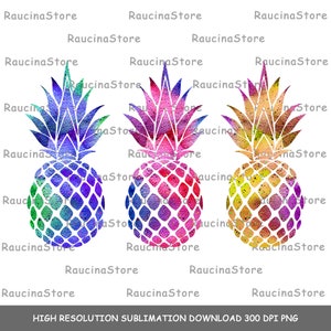 Pineapple sublimation design download, watercolor summer download, pineapple png file