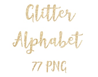 Alfabeto com glitter dourado, clipart de letras douradas, clipart de números, clipart de alfabeto dourado