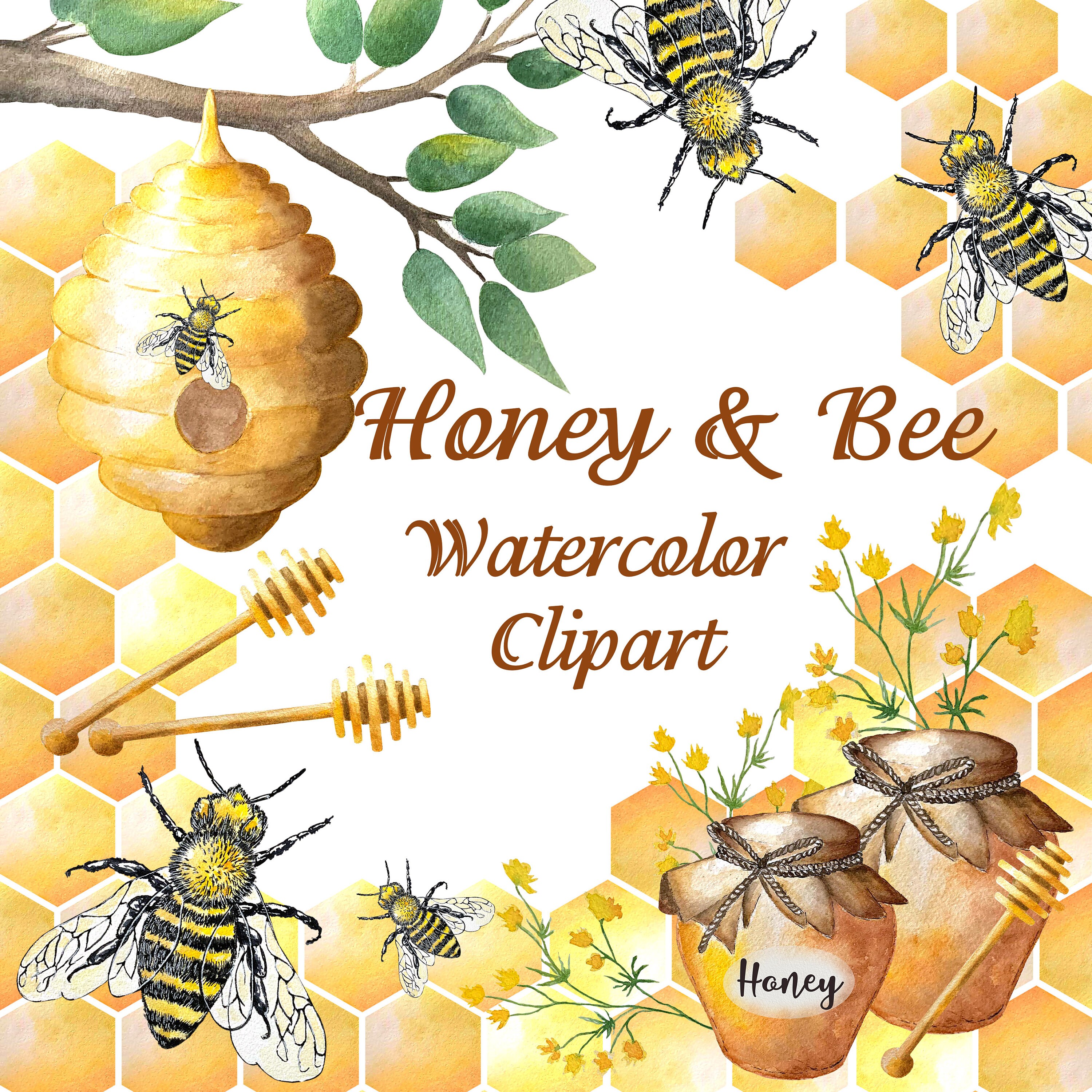 Honey Clipart Watercolor Bee Clipart Watercolor Clipart Bee | Etsy
