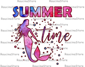 Summer time sublimation download, mermaid sublimation design download, png files for sublimation