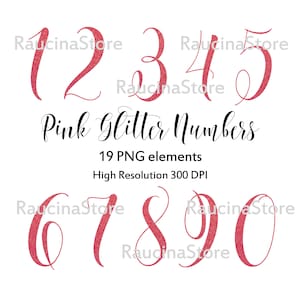 Glitter nummers clipart, nummers clipart, Rose goud glitter nummers, scrapbooking, nummers roze clipart
