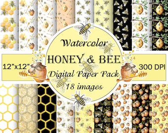 Papel de miel, papel digital de abeja, patrón de abeja, papel de panal, papel digital de abeja, fondo de miel