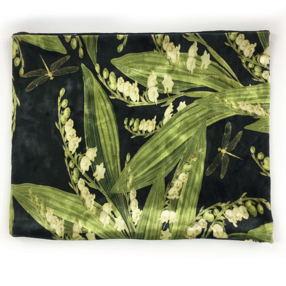 Lily-of-the-Valley Dragonfly Scarf, Cowl Scarf, Neck Warmer, HatBand, HeadBand
