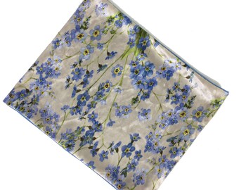 Forget-Me-Nots,  Versatile Scarf, Headband, HatBand, Neck Warmer, Ladies Scarf, Velour Scarf, Designer Gaiter, Handpainted and printed
