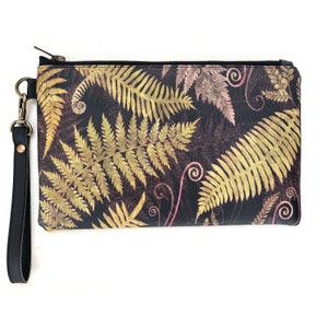 Ferns &Fiddleheads Vegan Leather Wristlet, Clutch, Dames handtas, Botanische handtas, handgeschilderde handtas, Floral bag, botanische, madeinUSA