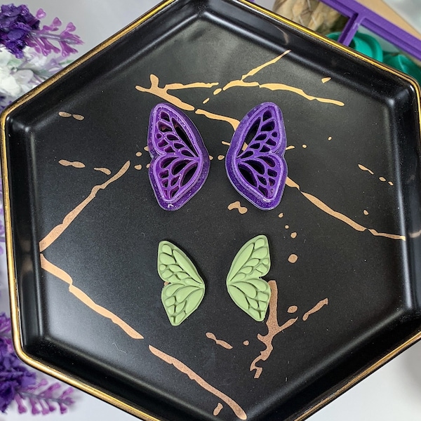Butterfly Wing Clay Cutter - Style 1 - 2 Piece Set - Nature-inspired Sharp Tool for Polymer Clay Jewelry, Insect Unique DIY Earring Making