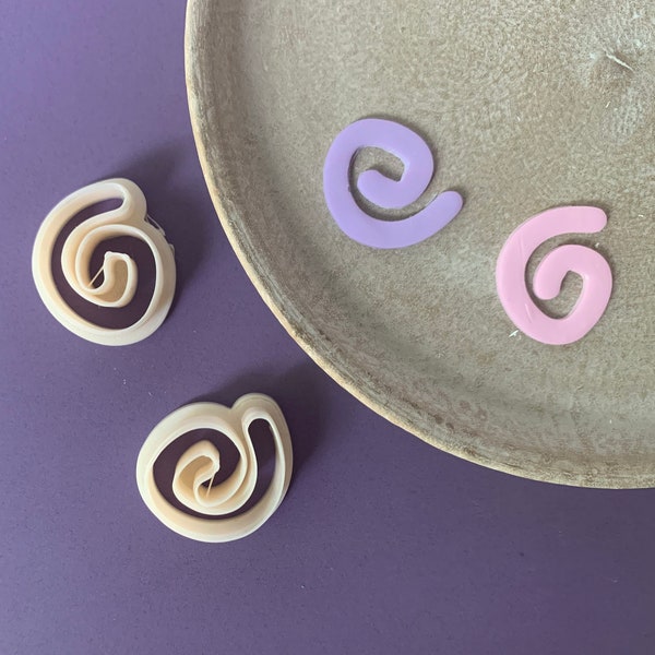 Nineties Swirl Polymer Clay Cutters - 2 Piece Set - 90s Simple Sharp Crafting Tool, Earring Making, Jewelry Creations, Cookie Cutter