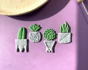 Plants and Pots Polymer Clay Cutters - Mix and Match - House Plant Sharp Stud Clay Cutters, Nature Resin Embossing, Succulent Clay Cutter