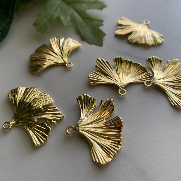 Solid Ginkgo Leaves CHARM for Earring Making | Gingko Polymer Clay Jewelry Supplies | Wholesale Craft | Brass or Zinc Alloy