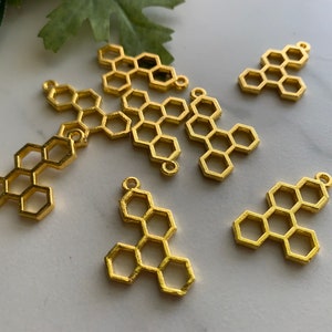 Honeycomb   Electroplated   CHARM for Earring Making | Polymer Clay Jewelry Supplies | Wholesale Craft | Brass or Zinc Alloy
