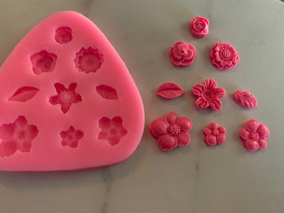 Moldes de arcilla polimérica de flores, moldes de arcilla polimérica para  fabricación de joyas, moldes de silicona de flores en miniatura de